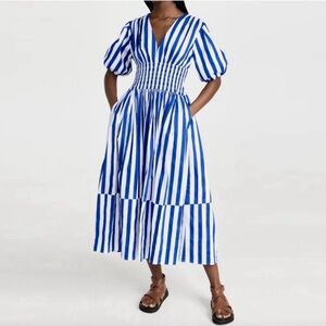 AYR The extra extra puff sleeve- Blue Striped Women's Dress